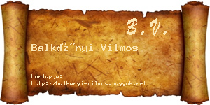 Balkányi Vilmos névjegykártya